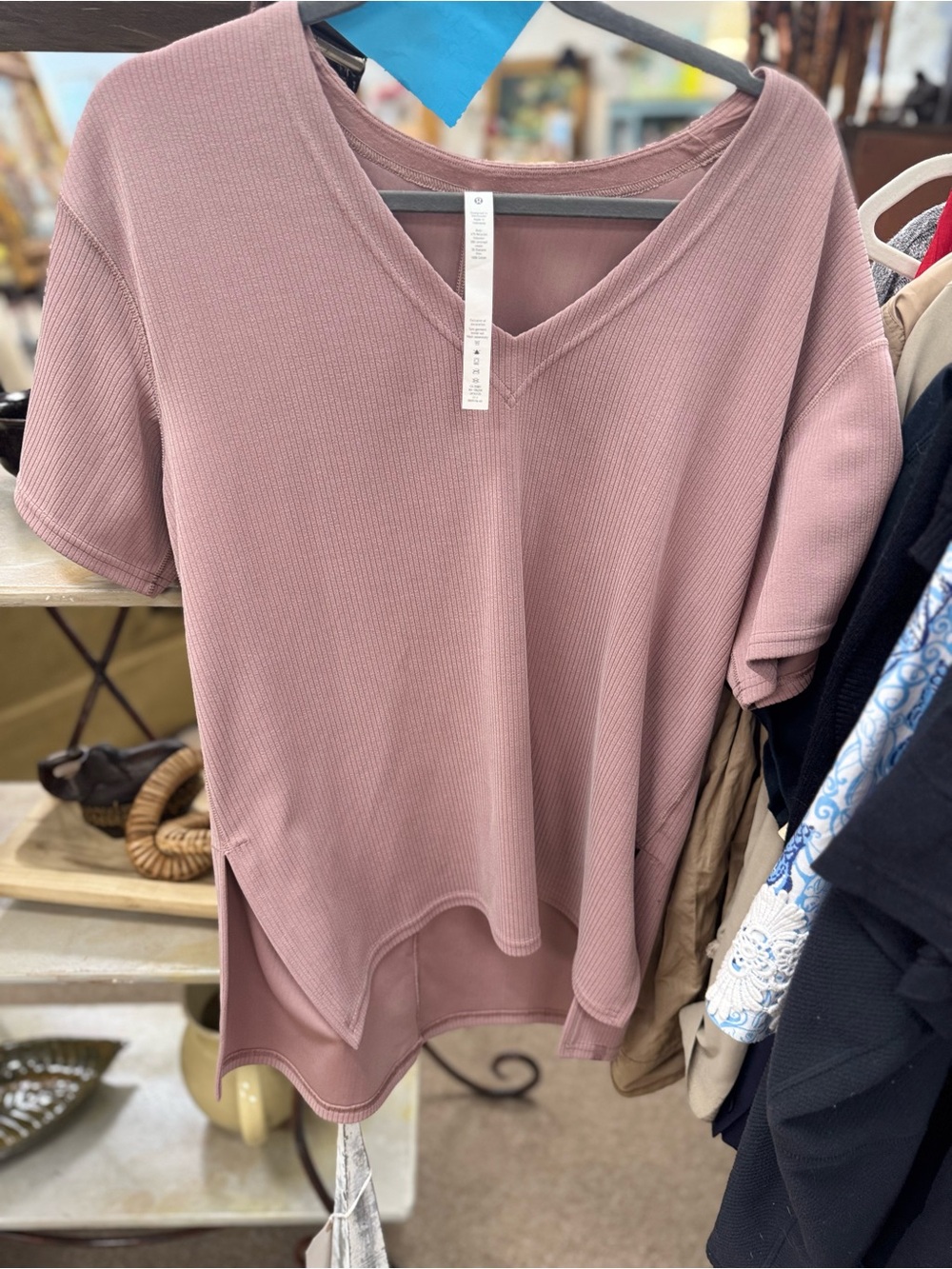 lululemon athletica Washed Mauve V-Neck Short Sleeve Top